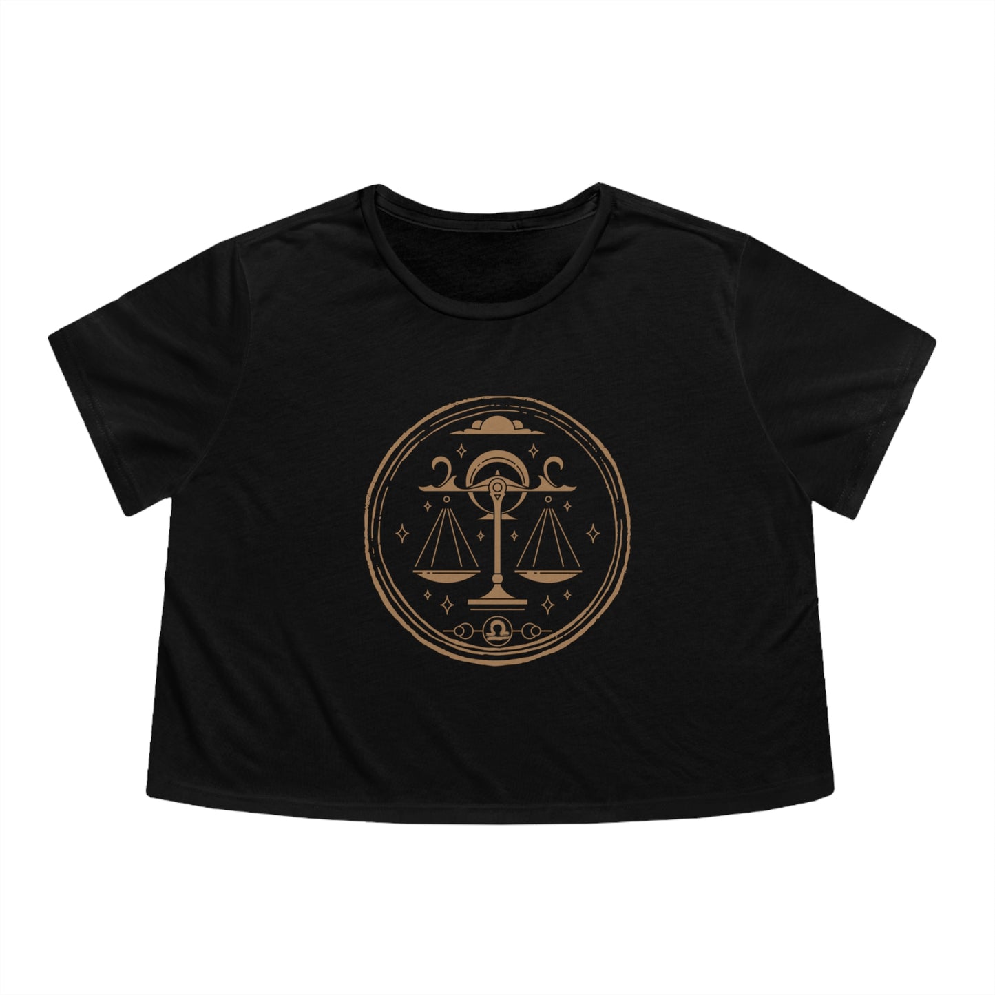 Libra Zodiac Cropped Tee (Black)
