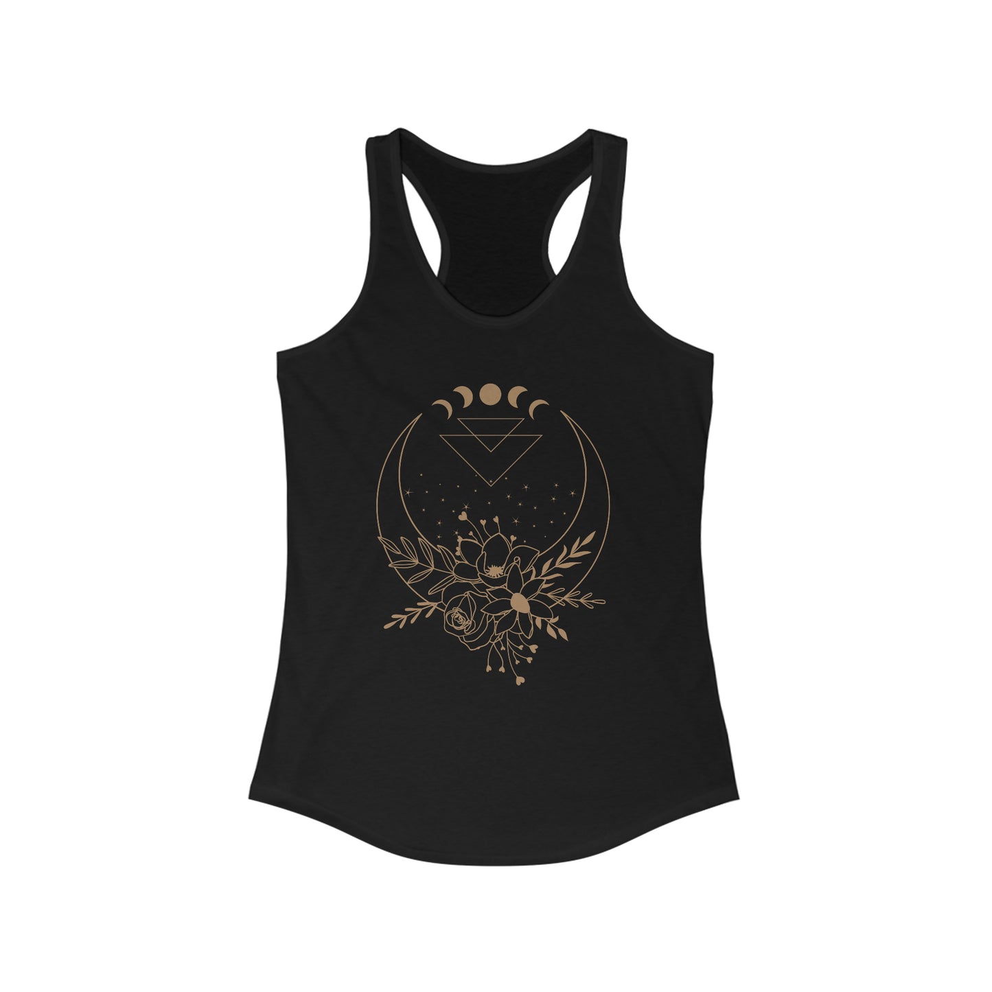 Women's Flower Moon Racerback Tank (Black)
