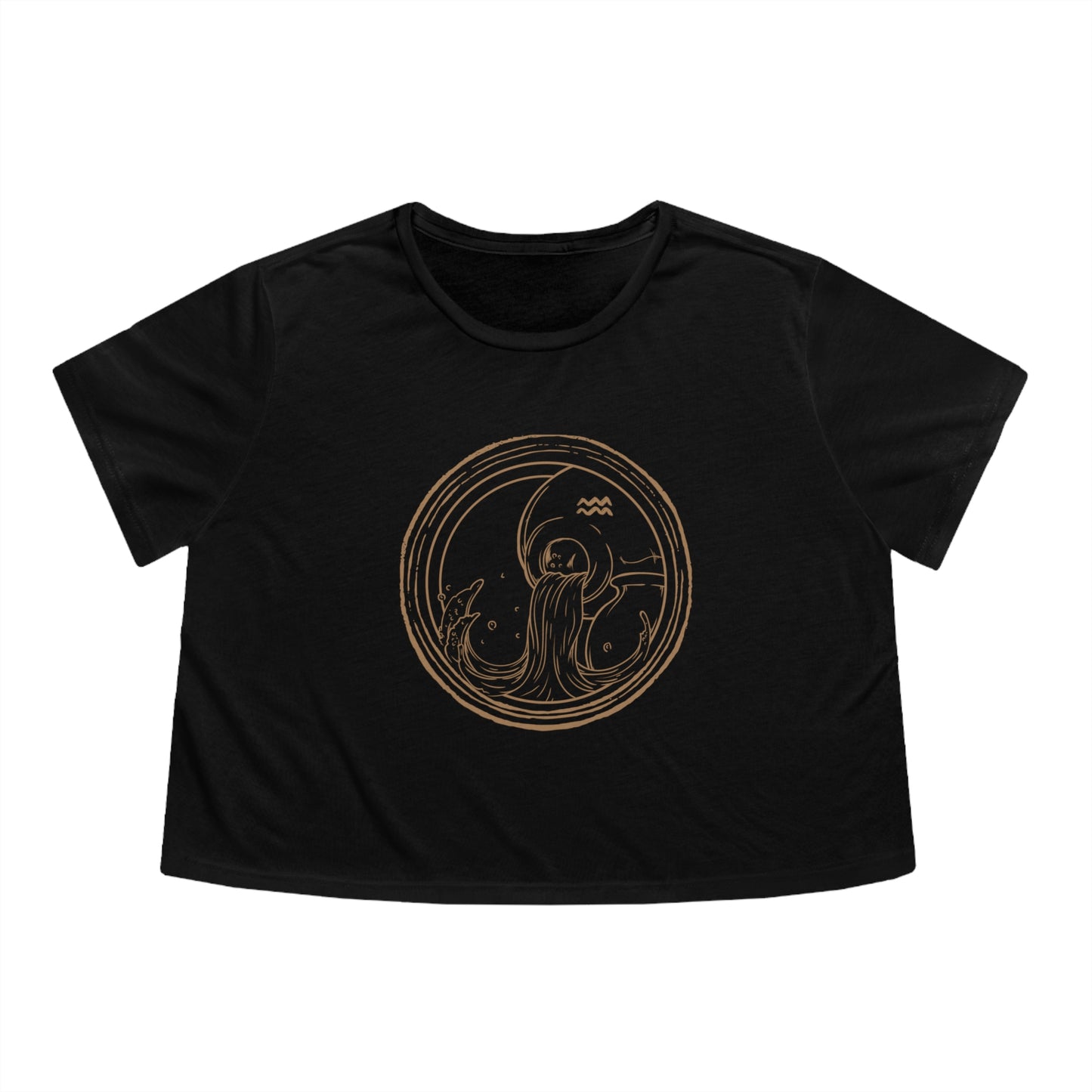 Aquarius Zodiac Cropped Tee (Black)