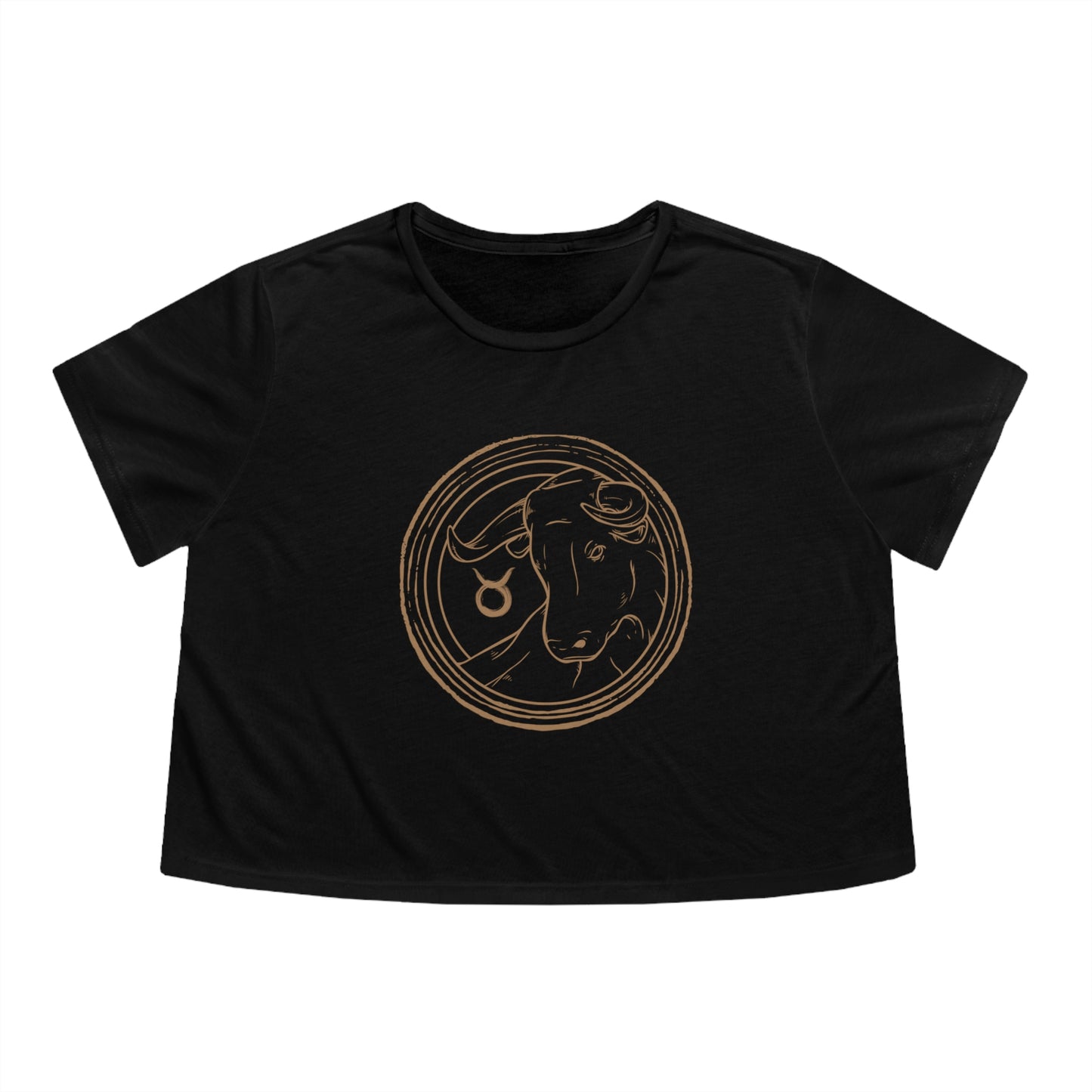 Taurus Zodiac Cropped Tee (Black)