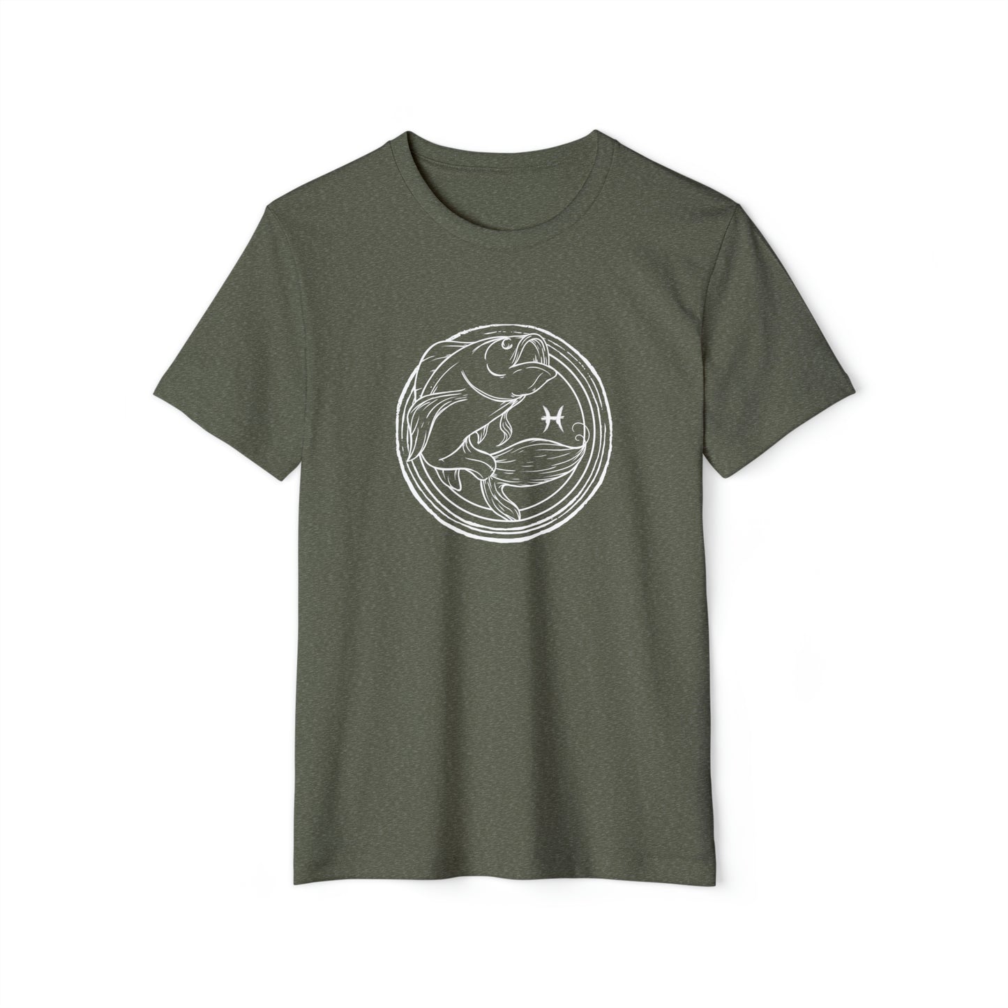 Pisces Unisex Recycled Organic T-Shirt (Military Green)