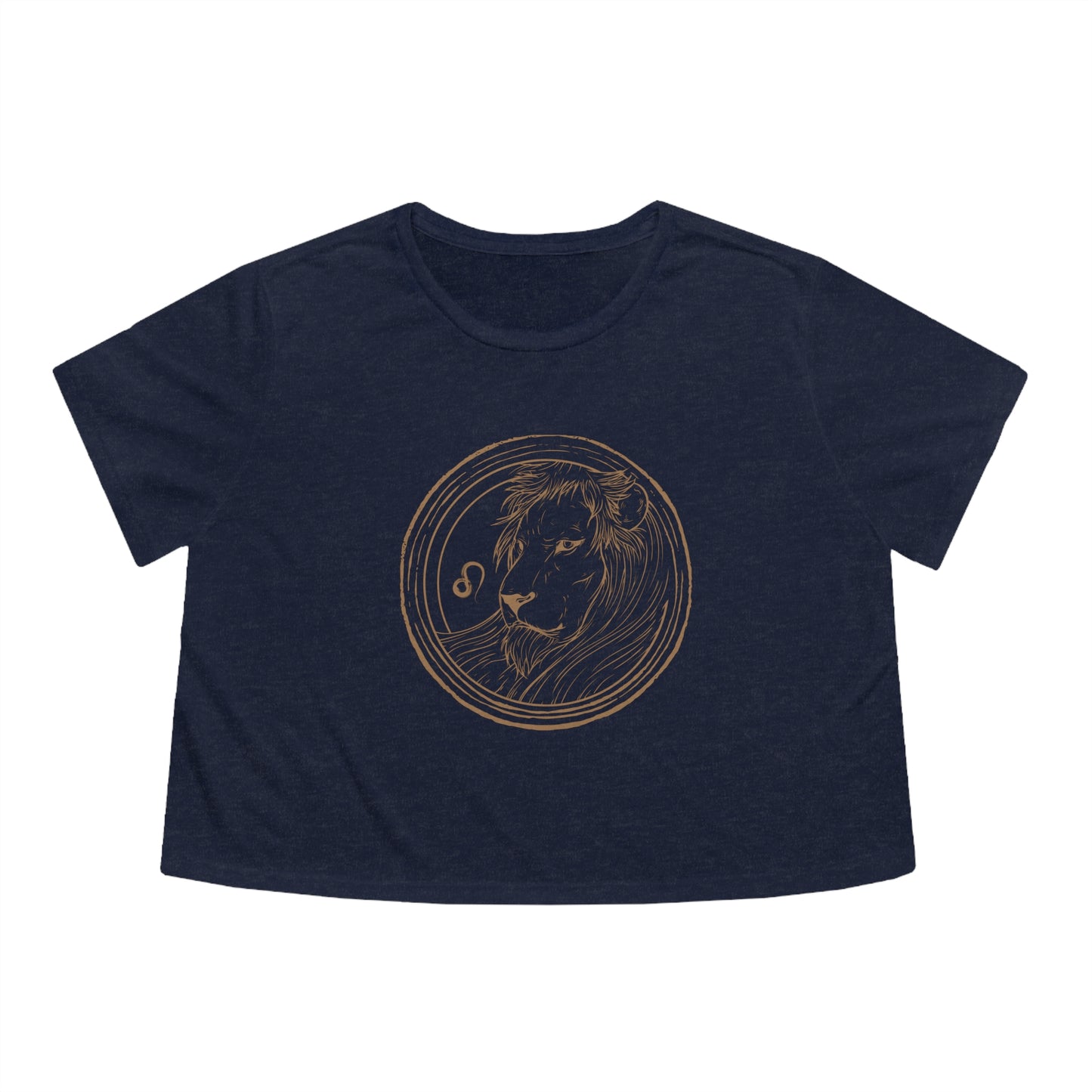 Leo Zodiac Cropped Tee (Heather Navy)