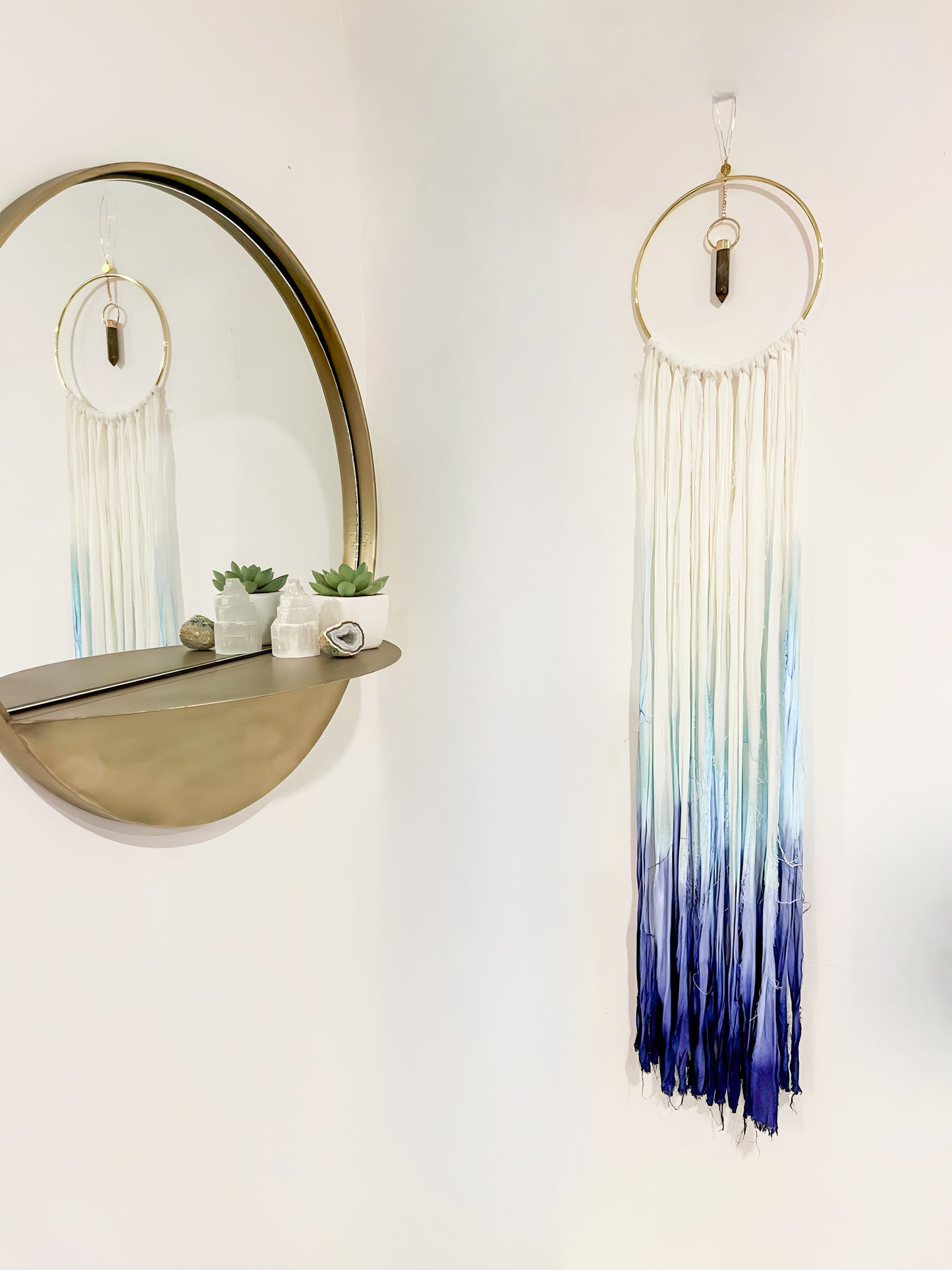 Hand Dyed Smoky Quartz Macrame Wall Hanging