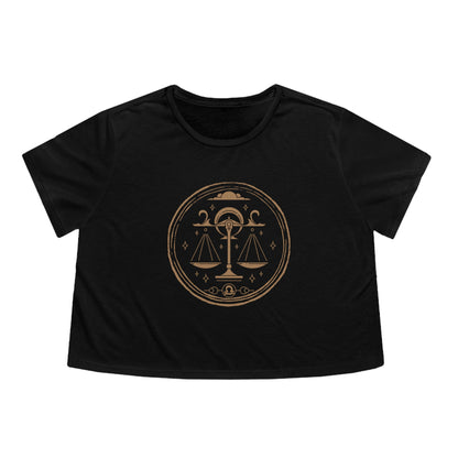 Libra Zodiac Cropped Tee (Black)