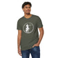 Sagittarius Unisex Recycled Organic T-Shirt on model (Military Green)