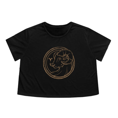 Aries Zodiac Cropped Tee (Black)