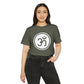 Om Unisex Recycled Organic T-Shirt on model (Military Green)