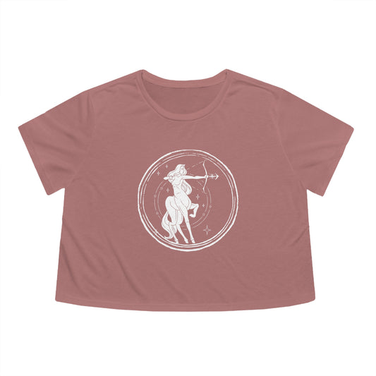 Sagittarius Zodiac Cropped Tee (Mauve)