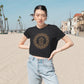 Om Gam Ganapataye Namaha Cropped Tee on model (Dark Grey)