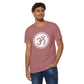 Om Unisex Recycled Organic T-Shirt on model (Mauve)
