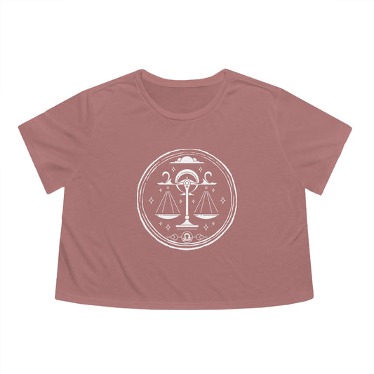 Libra Zodiac Cropped Tee (Mauve)