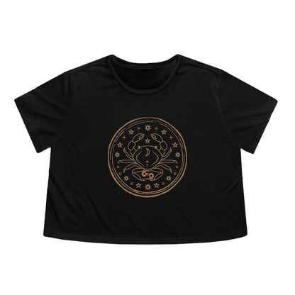 Cancer Zodiac Cropped Tee (Black)