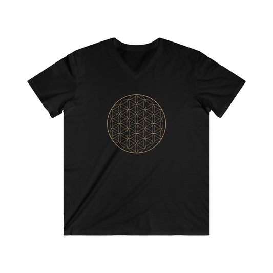 Men's Fitted V-Neck Short Sleeve Flower of Life Tee