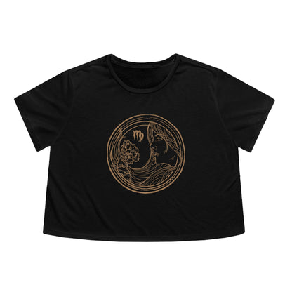 Virgo Zodiac Cropped Tee (Black)