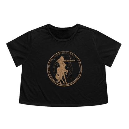 Sagittarius Zodiac Cropped Tee (Black)