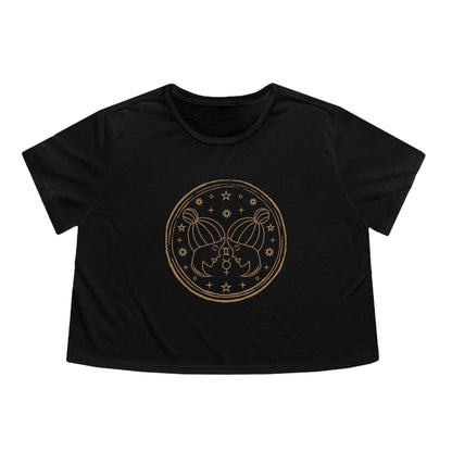Gemini Zodiac Cropped Tee (Black)