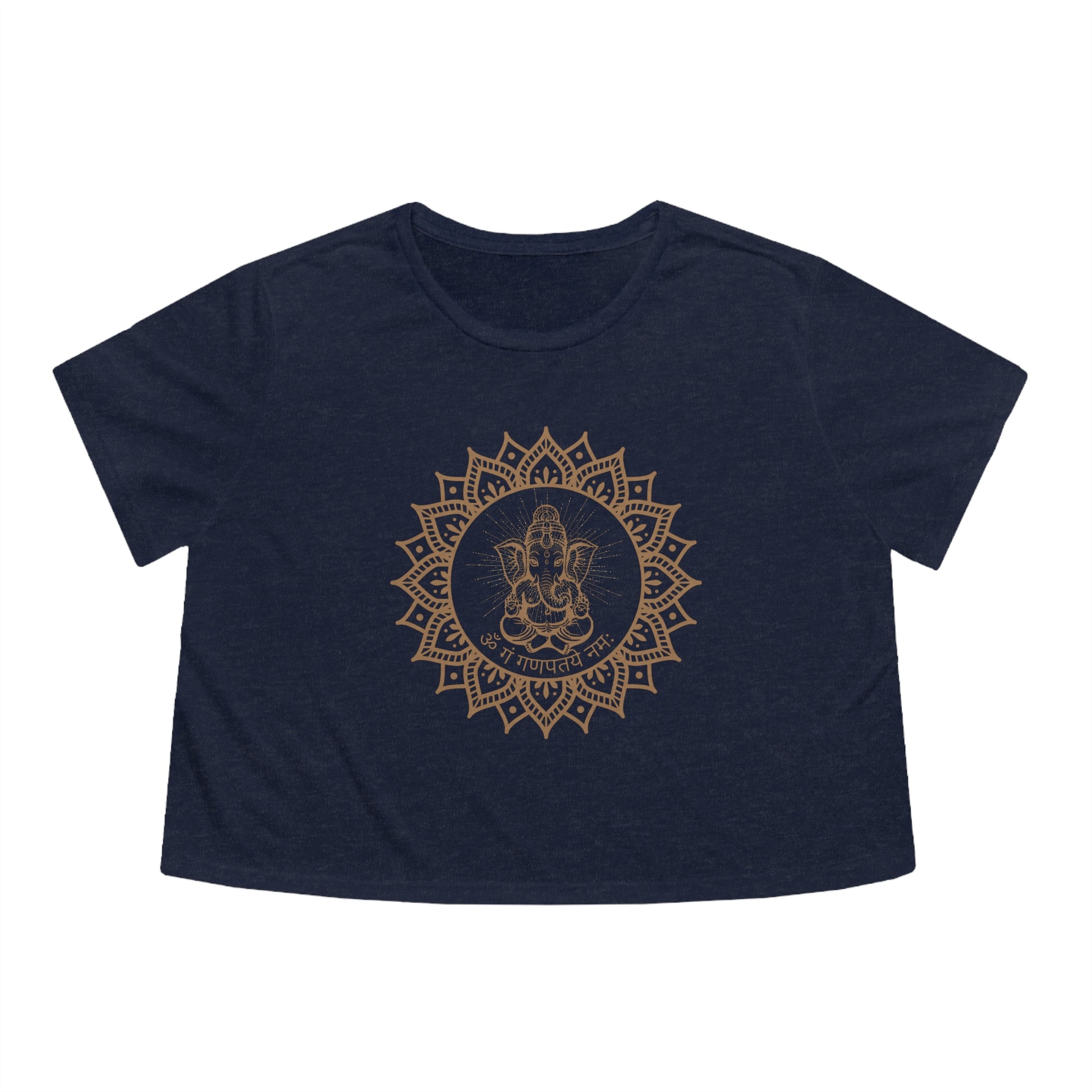 Om Gam Ganapataye Namaha Cropped Tee (Navy)