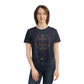 Libra Zodiac Cropped Tee on model (Navy)