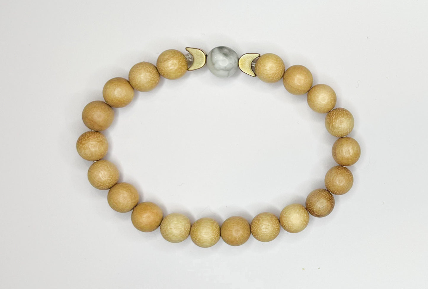 Sandalwood and Howlite Moon Bracelet