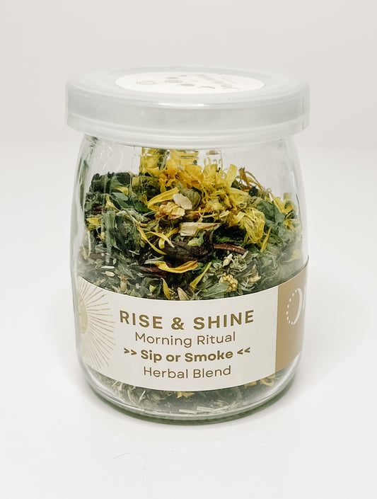 Rise & Shine Morning Ritual Sip or Smoke Herbal Blend (front)