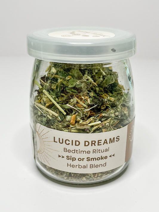 Lucid Dreams Bedtime Ritual Sip or Smoke Herbal Blend (front)