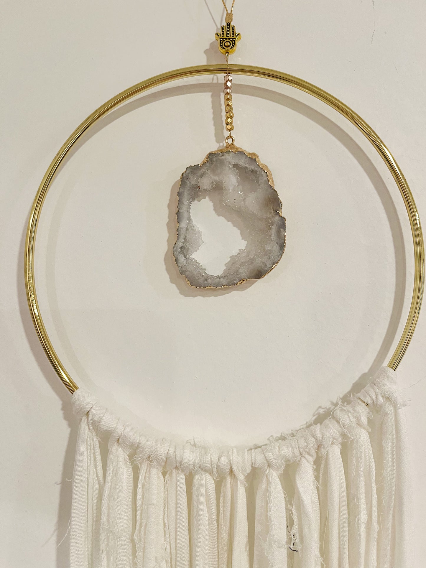 Hand Dyed Quartz Geode Macrame Wall Hanging