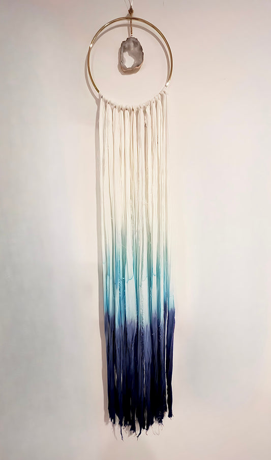 Hand Dyed Quartz Geode Macrame Wall Hanging