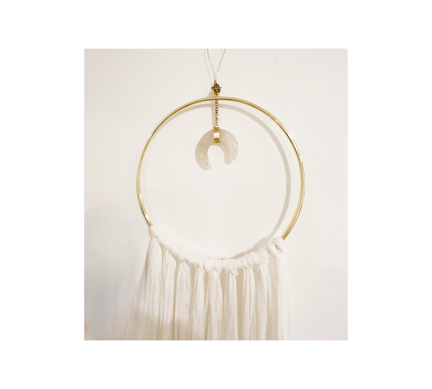 Hand Dyed Crystal Moon Macrame Wall Hanging