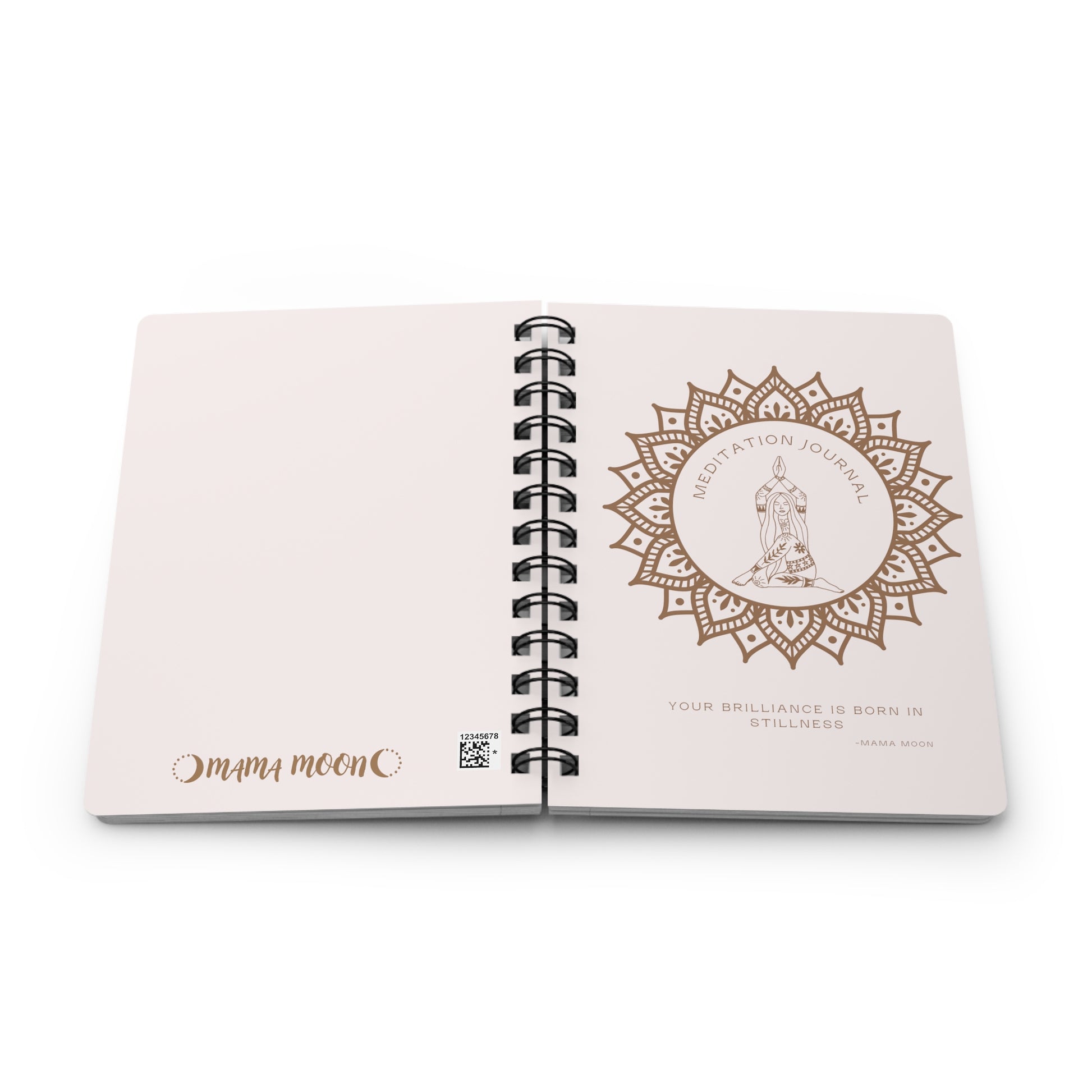 Spiral Bound Meditation Journal (open face down)