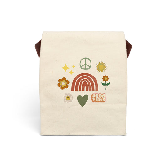 Good Vibes Canvas Lunch Bag With Strap