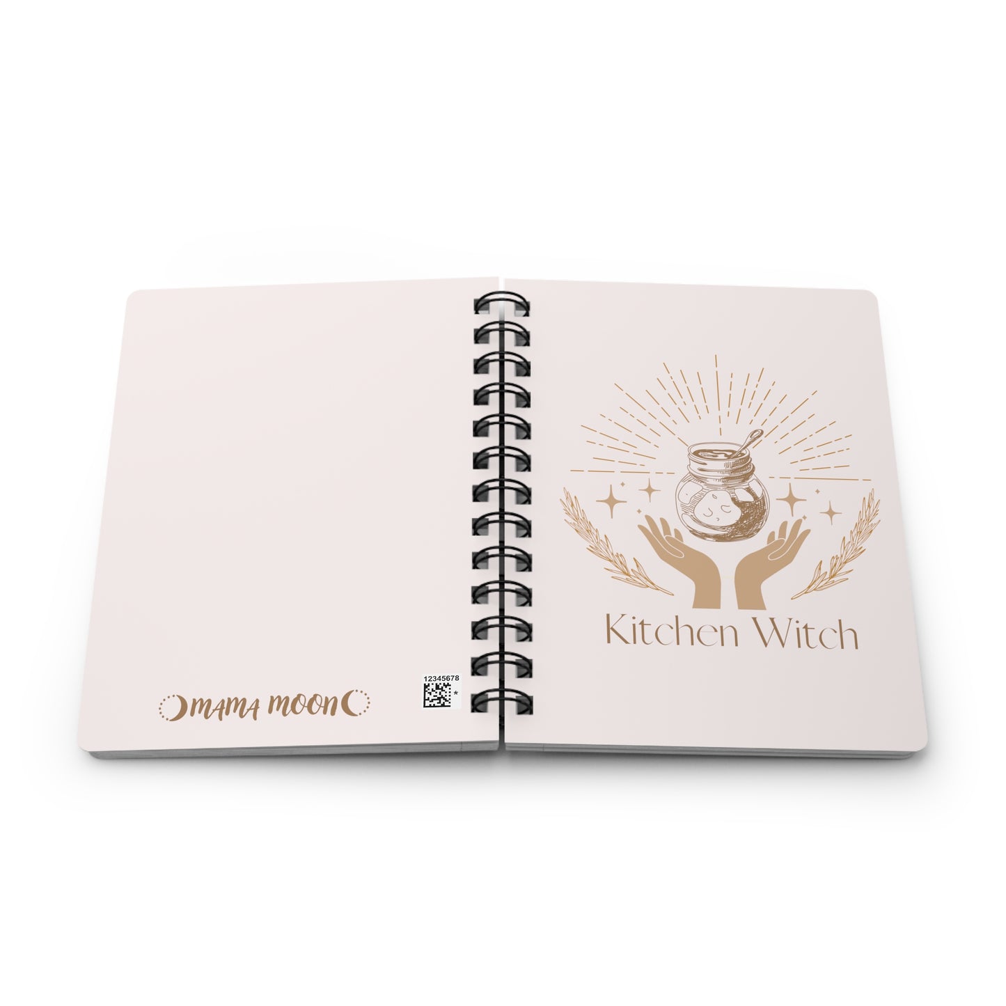 Spiral Bound Kitchen Witch Journal (open face down)